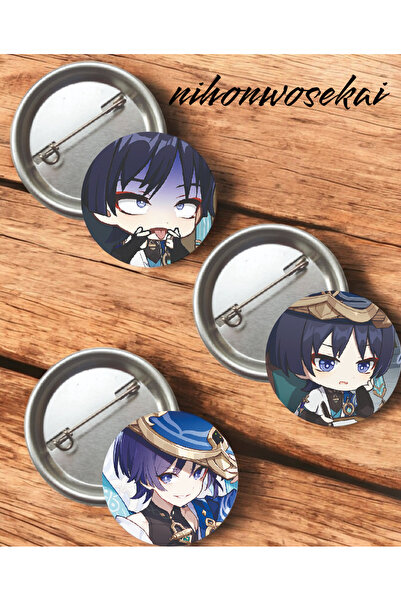 nihonwosekai 3 Adet Wanderer Scaramouche Avare Genshin Anime Buton Rozet 37mm