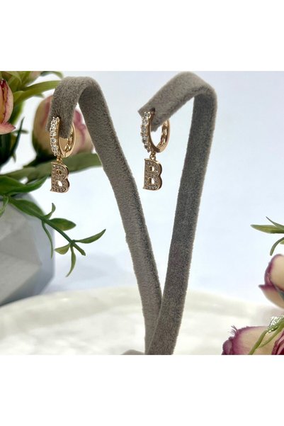 XUPING JEWELRY حرف B أحسب الفاخرة الزركون حجر الصلب الأقراط