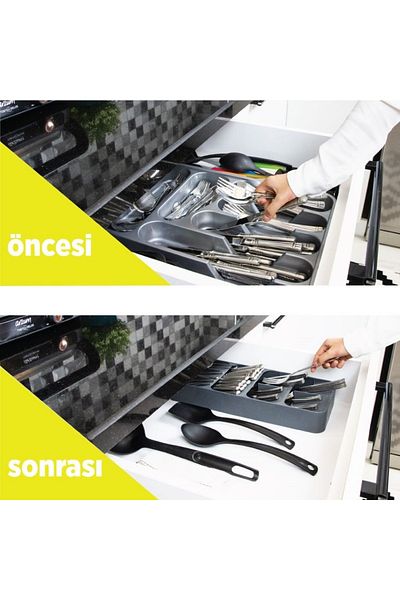 MAWT Νέας γενιάς Μαχαιροπήρουνα Anthracite Συρτάρι Organizer Fork Knife Spoon Organizer 9 θέσεων