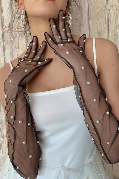 Hobigram Black Pearl Costume Wedding Wedding Gloves Party Accessory – Party Gloves, Stylish Design – Party Eldi