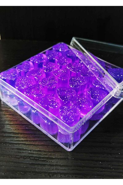 SOO SOAP Purple Glitter Mini Heart Soaps with Lavender in a Decorative Gift Box