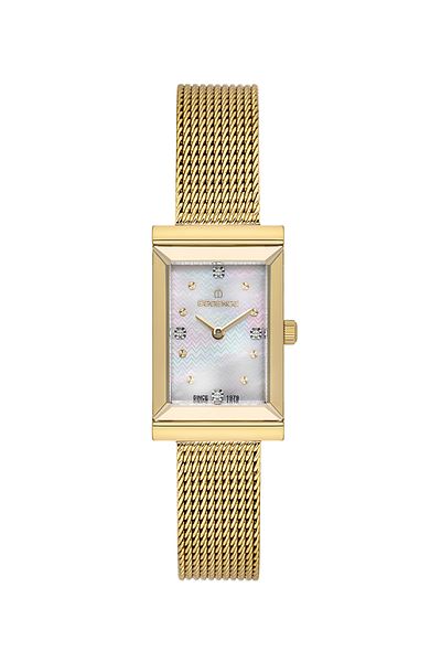 Essence D1213.120 Rectangular Dial Steel Case with Stone Detail Mesh/Steel Cord - 5 Atm Water Resistant