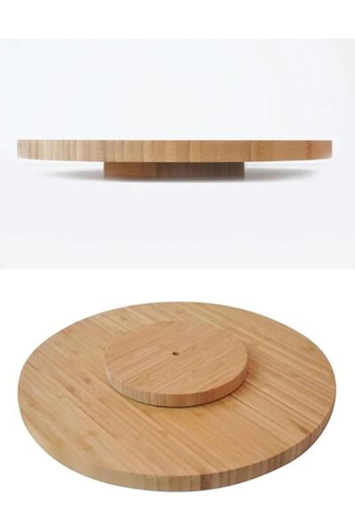 Busstier Bambu 360° Dönen Lüx Servis ve Sunum Tabağı - 30 cm Pizza ve Meze Tabağı