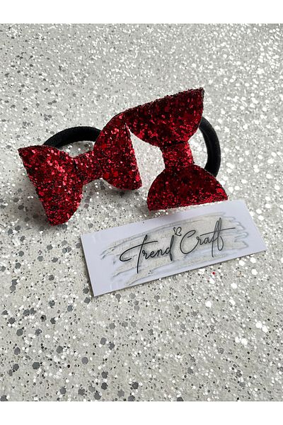 Trend Toka Glitter Sequin 2-Piece Bow Elastic Buckle