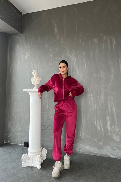 kamacibutik Hooded Velvet Fabric Tracksuit Set