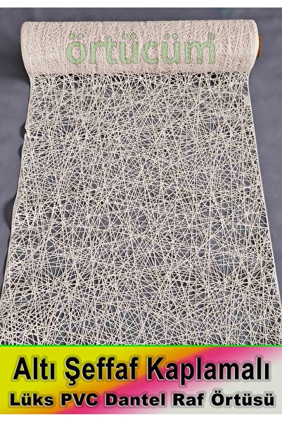 Örtücüm Krem Lüks Pvc Dantel Deliksiz Dolap İçi Raf Örtüsü Buzdolabı Çekmece Kaymaz Güpür İplik Mutfak Sehpa