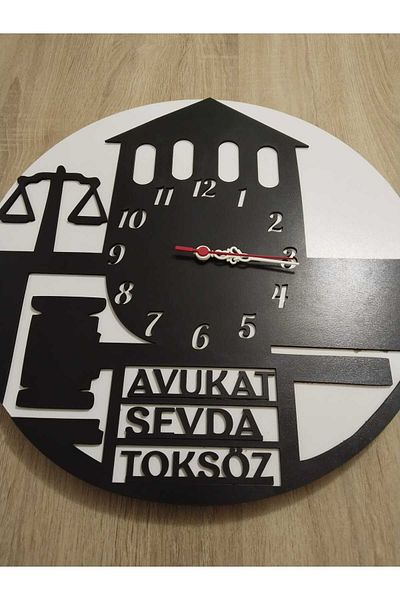 mrchediyesepeti Design Wall Clock for Judge,Prosecutor,Lawyer,Justice with Name Written