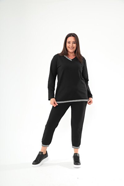 Ebsumu Γυναικείο Σετ Αθλητικής Φόρμας Μαύρο από Βαμβάκι με Ριμπ Λεπτομέρειες,...