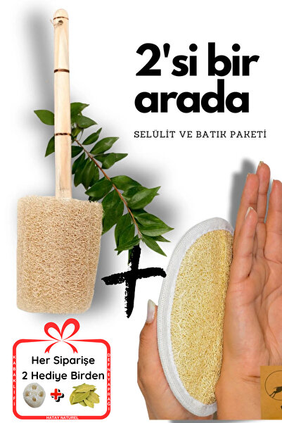 Antilop Batık ve Selülit Karşıtı Kabak Lif Paketi, Sırt İçin Ahşap Saplı, Bac...