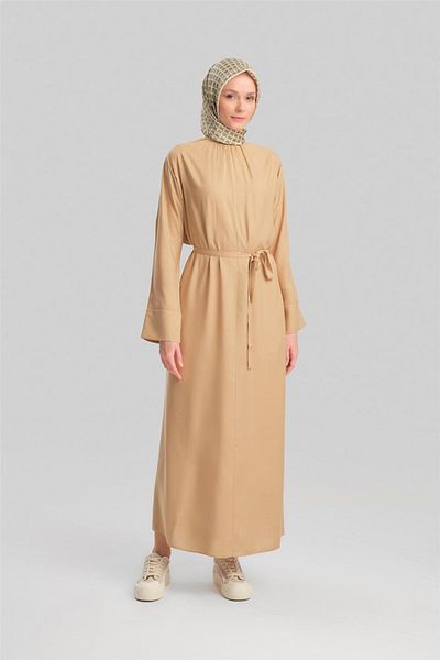 Armine Φόρεμα Camel Viscose - Ολόκληρο μανίκι, Μοντέλο No: 24y9821