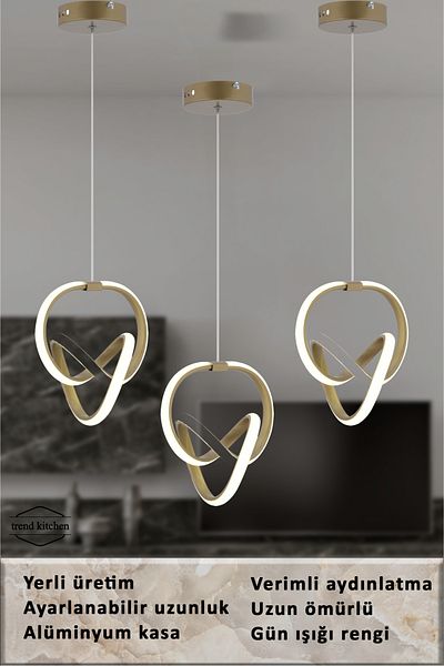 Trend Kitchen Infinitum Trend 3 Pieces Antique Pendant Lamp Living Room Kitchen, Living Room Hall Chandelier Lighting