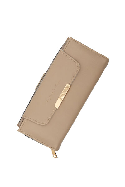 Velvoria Portofel din piele artificială maro pentru femei, cu închidere și co...