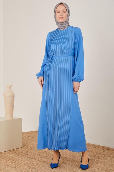 Armine Kobalt 22y9435 Μπροστινό πλισέ φόρεμα