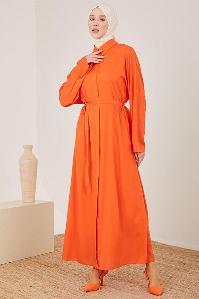 Armine Coral Viscose Dress - Shrinkable Sleeve, Model 23y9615