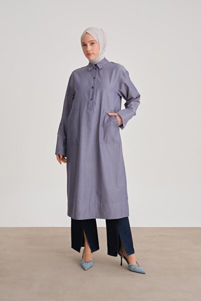 Armine Büyük Cepli Tunik Elbise 24y4102 Indigo