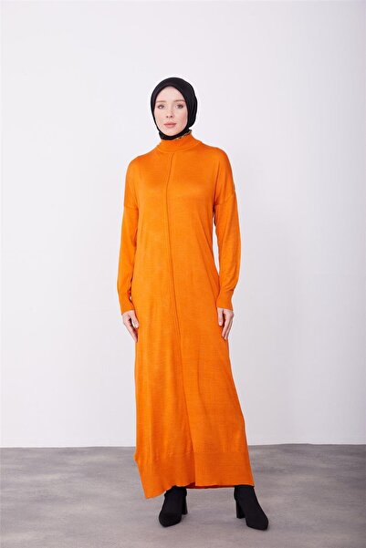 Armine Elbise 23kd4248 Yanık Oranj