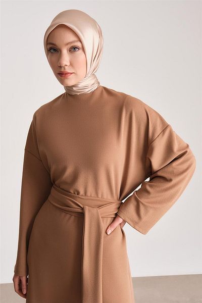 Armine Πλεκτό φόρεμα Camel Color Double Tie - Ort9727