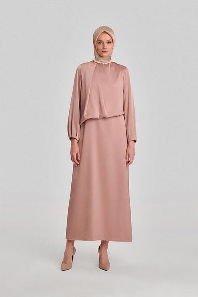 Armine Βραδινό φόρεμα Latte Shoulder Pleated - 24y9819