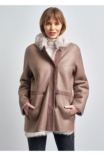 Pierre Cardin سترة فرو جلدية نسائية