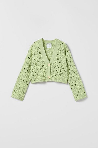 Zeyder Kids Cardigan ajurat verde pentru fete