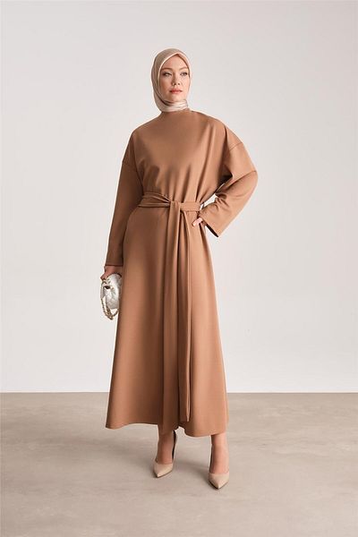Armine Πλεκτό φόρεμα Camel Color Double Tie - Ort9727