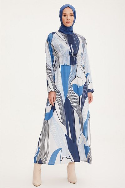 Armine Rochie cu model albastru cu talie reglabila - 22k9519