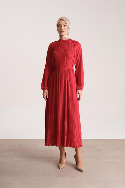 Armine Red Pleated Dress - 24Yd9435