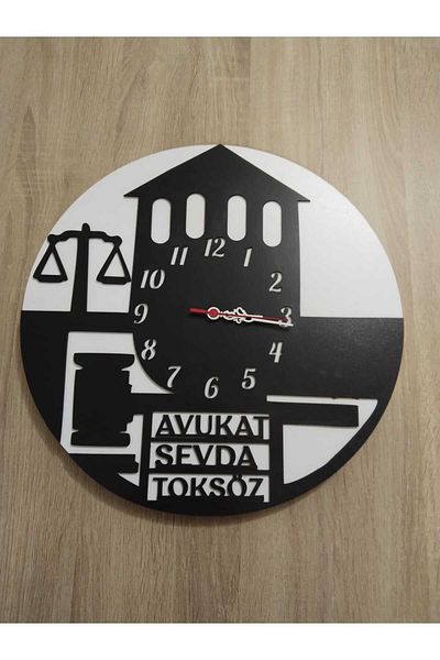 mrchediyesepeti Design Wall Clock for Judge,Prosecutor,Lawyer,Justice with Name Written