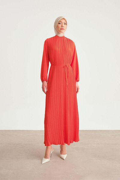 Armine Coral Pleated Dress - 24Yd9435