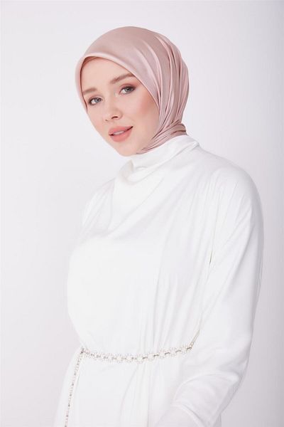 Armine Ecru Degaje Neckline and 2 Sashes Evening Dress - 23Y9611