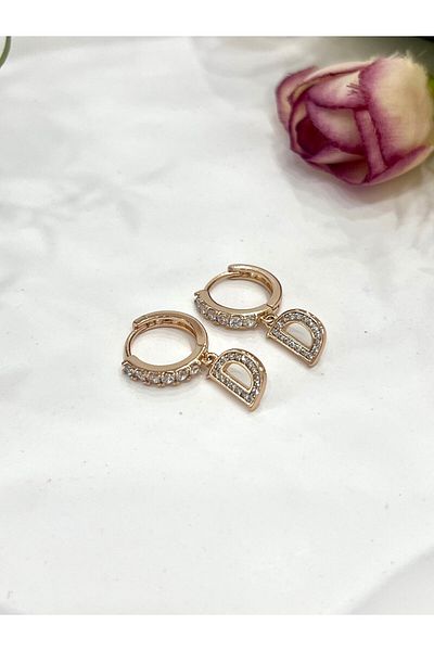 XUPING JEWELRY Luxury Zircon Stone Steel Earrings with Letter D Figure
