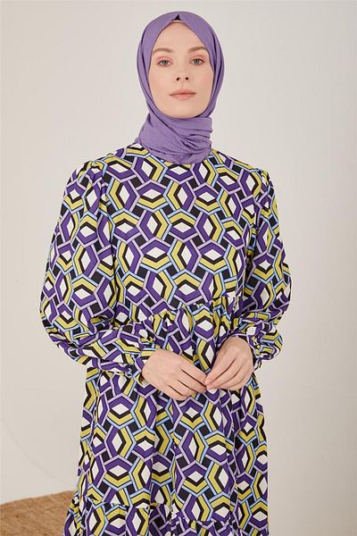 Armine Asymmetrical Layered Printed Dress 23y9620 Ecru
