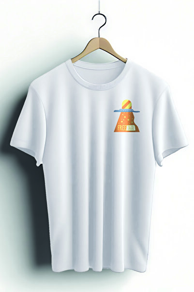 Zestia Tricou unisex, cu imprimeu Free Taxi, croială normală, 100% bumbac, tr...