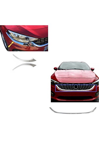 EBAL OTO AKSESUAR Fiat Egea Krom Far Kaşı 2 Parça + Ön Panjur Alt Çıtası Krom...