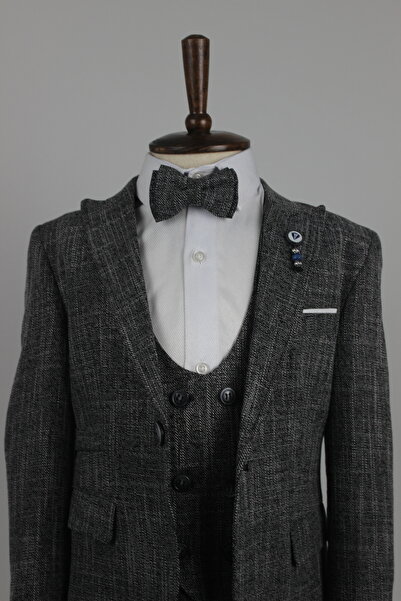 Rüyam Kırçıllı Erkek Çocuk Takım Elbise /füme Renk Spor Takım / Gömleksiz