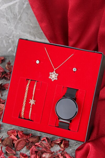 wesscollection Dokunmatik Kadın Kol Saati Kolye Bileklik ve Küpe Seti