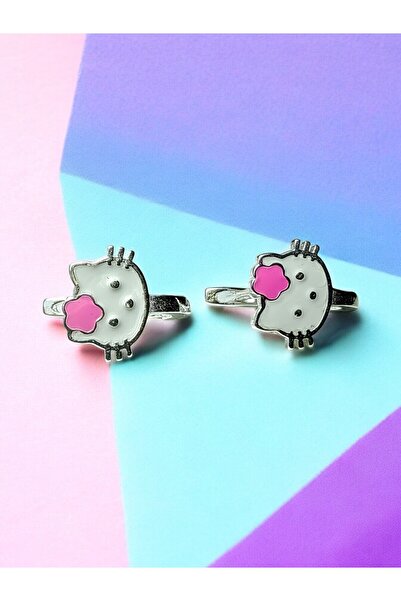 LITTLELUXE Hyllo Kity Motifli 925 Ayar Gümüş Kız Çocuk Küpesi