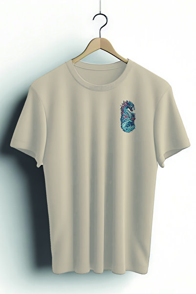 Zestia Tricou unisex, Animale, Imprimeu cu design dragon, Regular, Tricou cre...