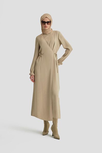 Armine Μπεζ Φόρεμα Wrap - Ort9230
