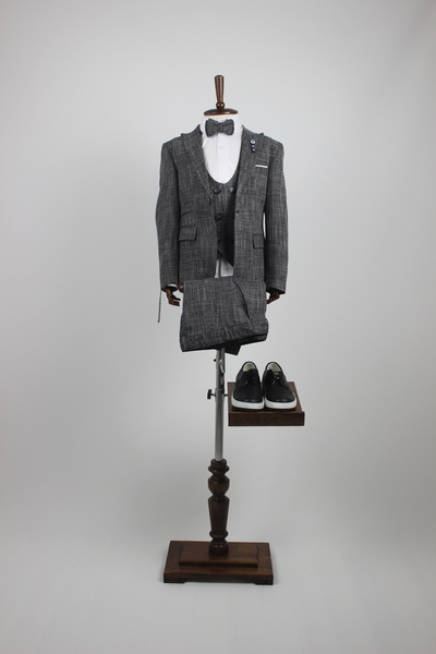 Rüyam Kırçıllı Erkek Çocuk Takım Elbise /füme Renk Spor Takım / Gömleksiz