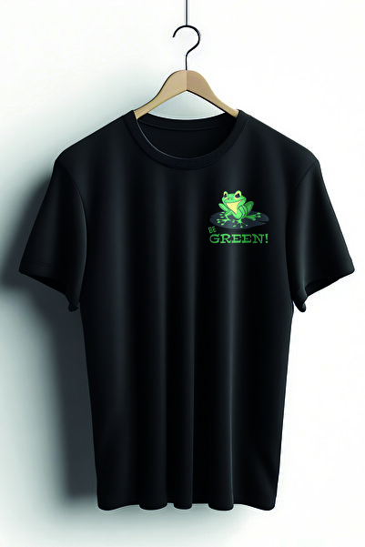 Zestia Tricou unisex, cu imprimeu Be Green Design, croială normală, 100% bumb...