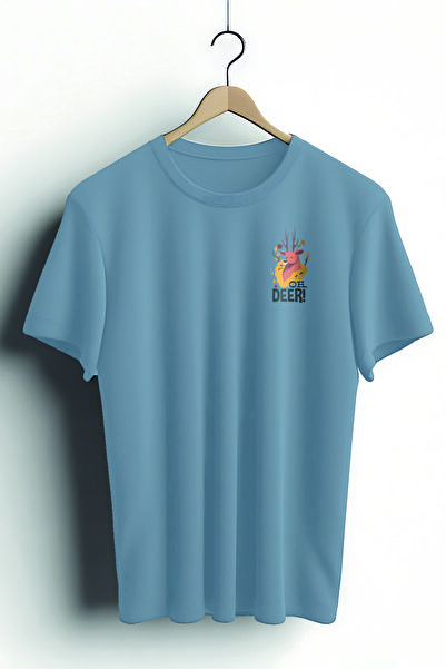 Zestia Tricou unisex, cu imprimeu Oh,deer Design, croială normală, 100% bumba...