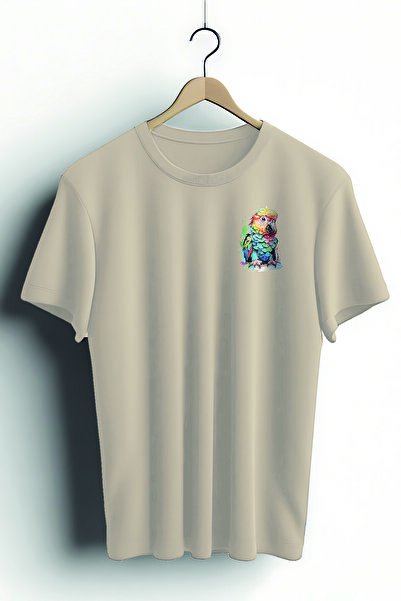 Zestia Tricou unisex, Animale, Imprimeu cu design papagal, Regular, Tricou cr...