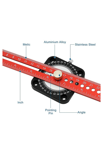 BGA Carpenter 360 Degree Compass Ruler Angle Finder Protractor Ruler Circle Drawing Ruler