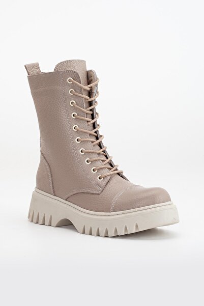 Dilimler Ayakkabı Dámské kozačky z pravé kůže Norkový kus vázaný na silné podrážce