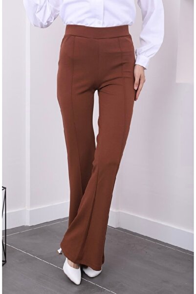 Soul Kahverengi Scuba Kumaş İspanyol Paça Pantolon