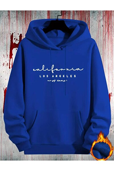 caddekombin Φούτερ με κουκούλα Losangeles Cty Printed - 2 τσέπες με κορδόνια