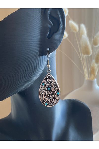 Store Vintage Turquoise Beads Nostalgia Style Women's Earrings