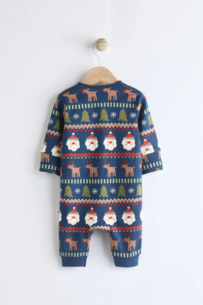 Next Baby 100% Organic Cotton Santa Claus Patterned Christmas Jumpsuit Alyn77759
