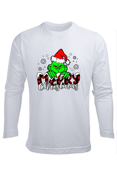 Efendioğlu Design tricou din bumbac pentru copii cu mânecă lungă, cu imprimeu Grinchmas, cu imprimeu Grinchmas